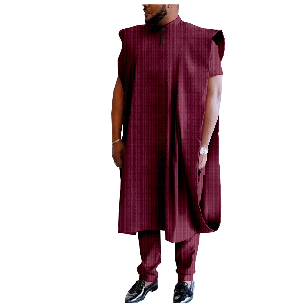 

African Traditional Wear Formal Attire Bazin Riche Dashiki Outfits Shirt Pants Robe Suit African Men Agbada Outfits for Wedding