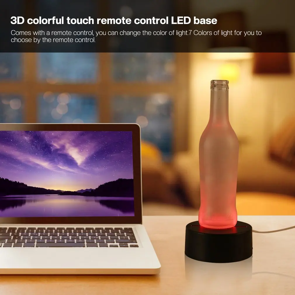 LED Lamp Bases 7 Colors Touch Switch Remote Control Replacement Bases 3D Table Desk Lamps Accessory For Illusion Night Light