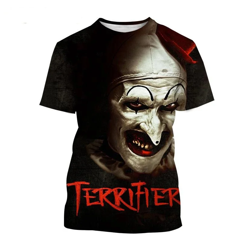 Hot Sale New Terrifier 3D Printing T-Shirt Horror Movie Round Neck Short Sleeve Clown Fashion Unisex Casual Tops