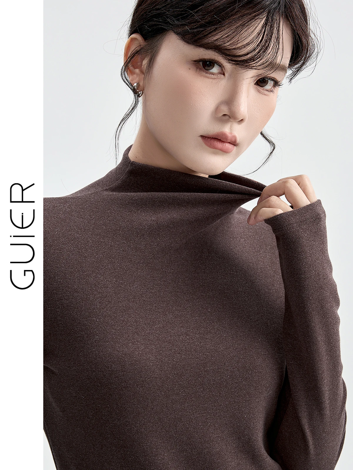 

Женская облегающая футболка из немецкого бархата с высоким воротником, повседневная, с длинным рукавом, утягивающая, модная