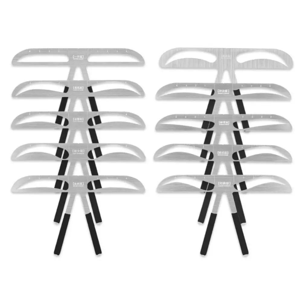 3D Wenkbrauw Tattoo Heerser 10 Stijlen Herbruikbare Wenkbrauw Meetinstrument Metalen Nauwkeurige Brow Tekening Gids Sjabloon Makeup Tools
