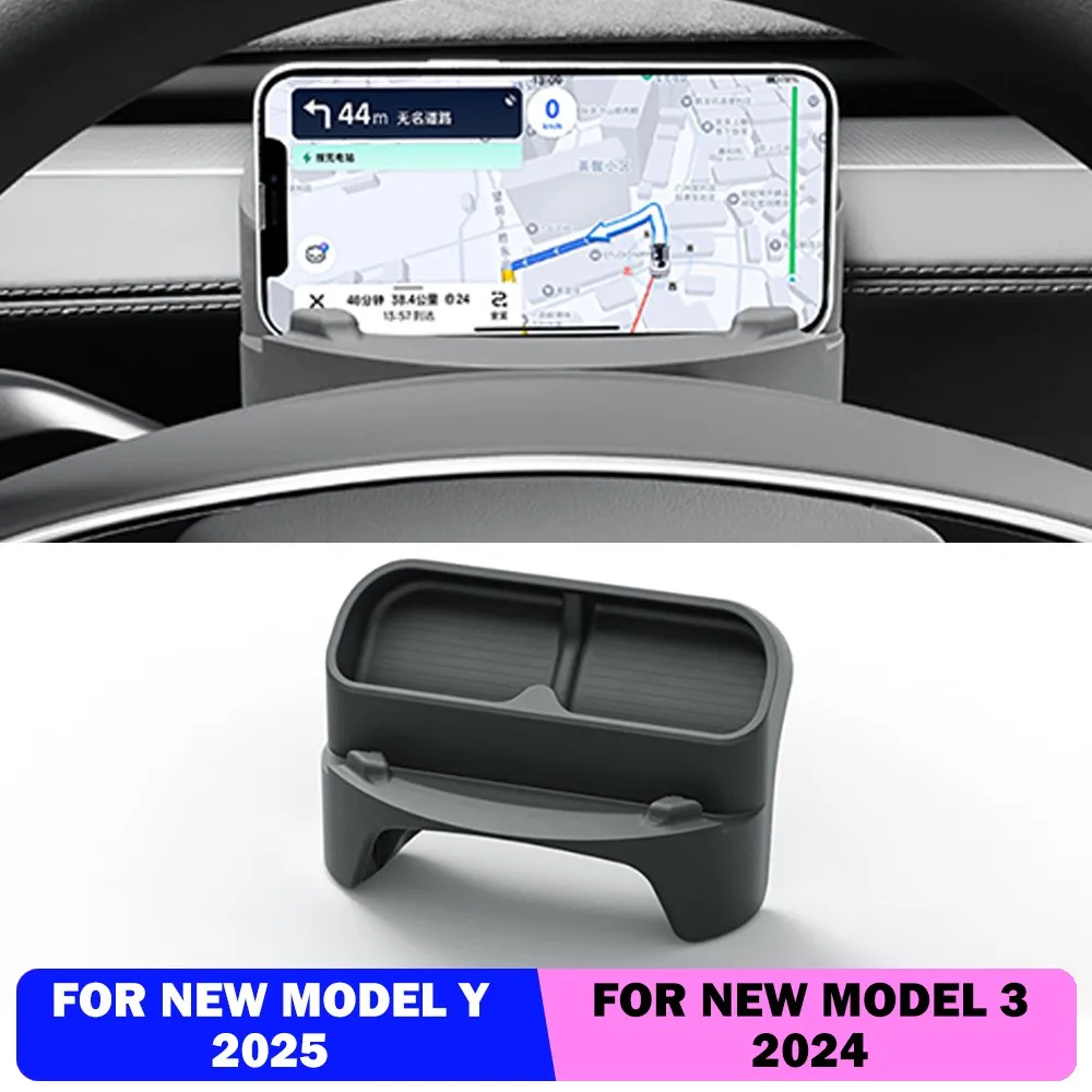 

For New Tesla Model Y Launch 2025 Model 3+ Highland 2024 Steering Wheel Silicone SunGlasses Case Mobile Phone Holder Storage