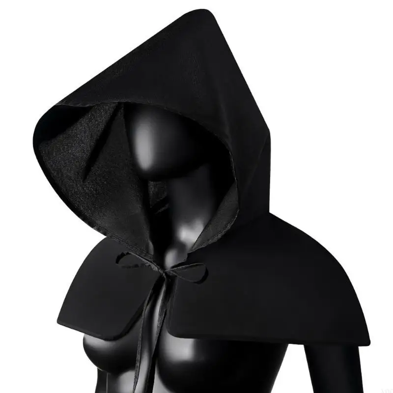 X4YC Medieval Short Cloak Halloween Shawl Shawl Hat Unisex Cape Gothic trajes cosplay Props elegantes