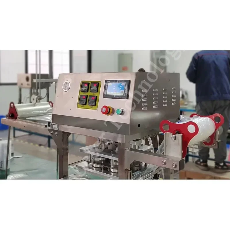 Máquina seladora de plástico 95/90/75mm automática 4 copos