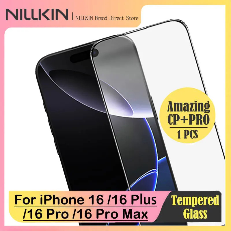 

NILLKIN Full Glue 9H Anti-Explosion Glass for iPhone 16/16 Plus/16 Pro/Pro Max, Edge Protection & 93% HD Clear Case Friendly