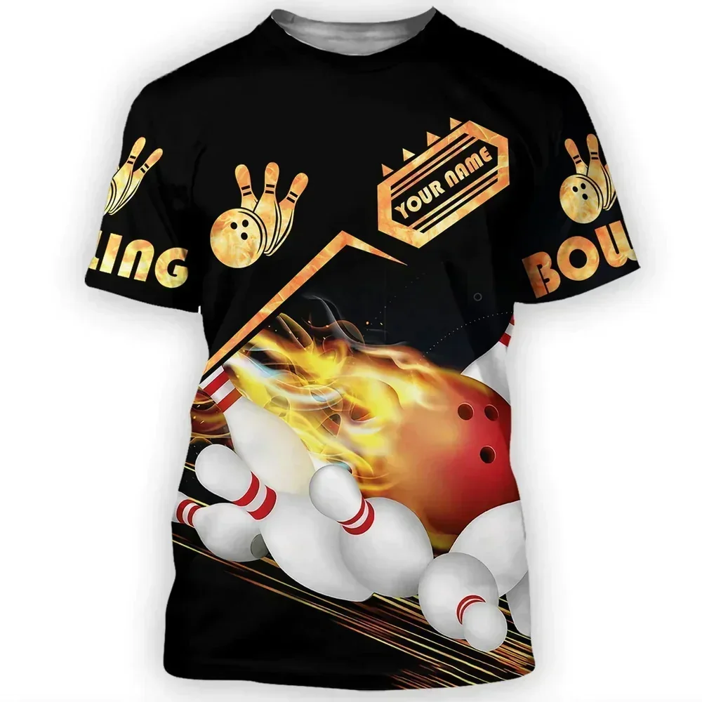 Bowling Ball Printing T Shirt For Men Fashion Outdoor Tracksuits Summer Street Trend Harajuku Oversized Short Sleeve O-neck Tops