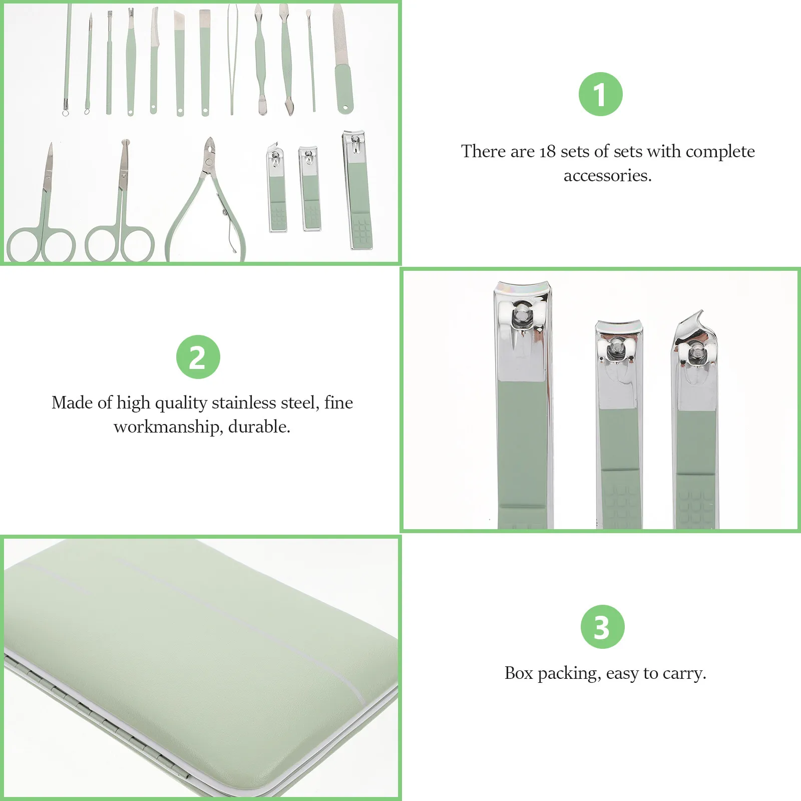 

Набор для маникюра из 18 предметов: портативный дорожный набор инструментов из нержавеющей стали для ухода за ногтями, пилка, кусачки, идеальный подарок для ежедневного ухода