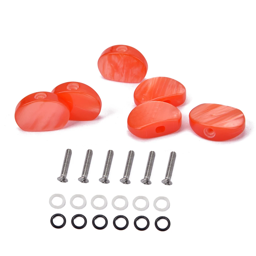 

6Pcs Strong Metal Guitar Tuners Red Acrylic Buttons 22.5mm Gc805 for Acoustic Guitar String Fixing and Sound Improvement