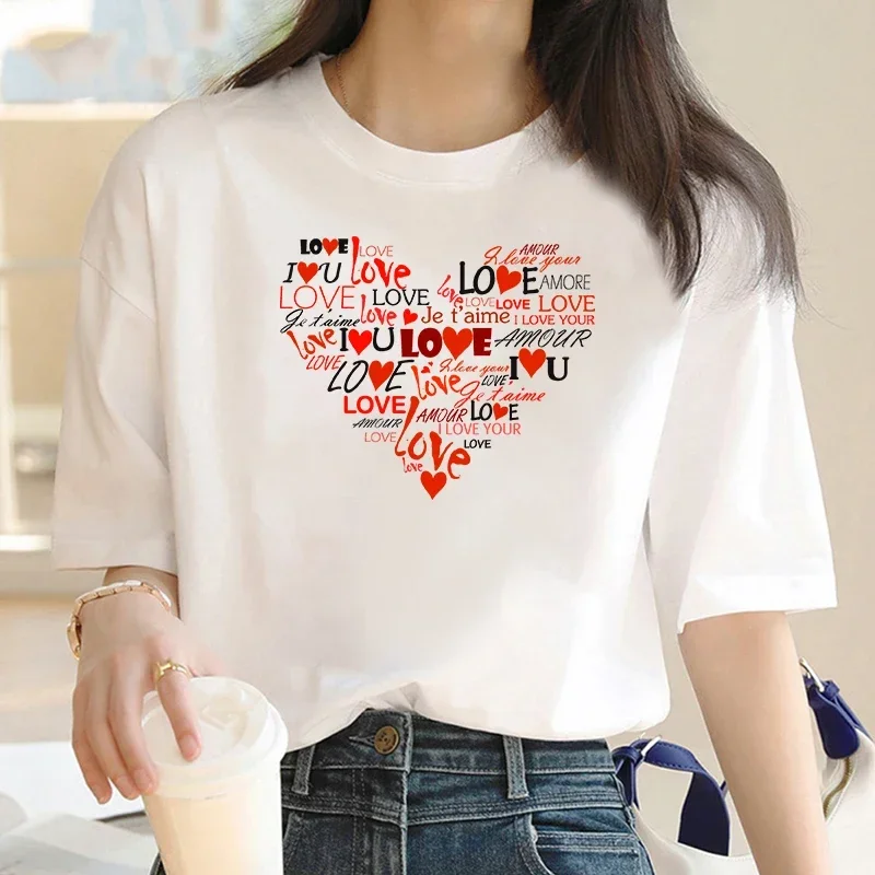 Luxury Brand Fashion LOVE Pattern stampato girocollo abbigliamento manica corta t-shirt Trend estate donna Y2K Top