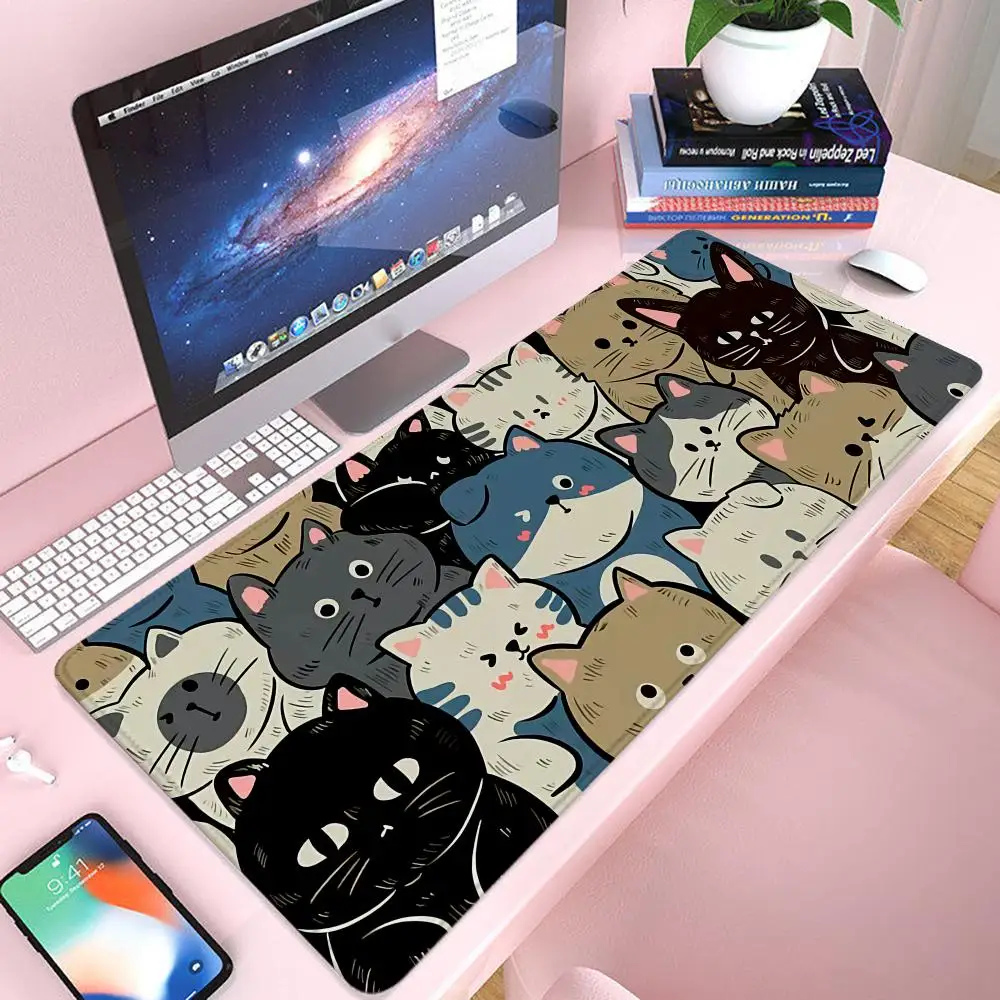 

Коврик для мыши с милым мультяшным котом, игровой коврик для мыши 900 × 400, геймерский коврик для мыши Xxl, офисные аксессуары, длинный коврик для клавиатуры, коврик для компьютерного стола