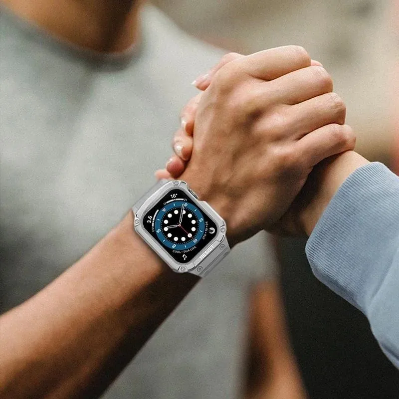 Чехол для ПК + силиконовый ремешок из ТПУ, браслет для Apple Watch 10, 46 мм/42 мм, ультра 49 мм, 45 мм, 44 мм, 40 41 мм, серия 10, 9 8 7 6 5 4 3 se