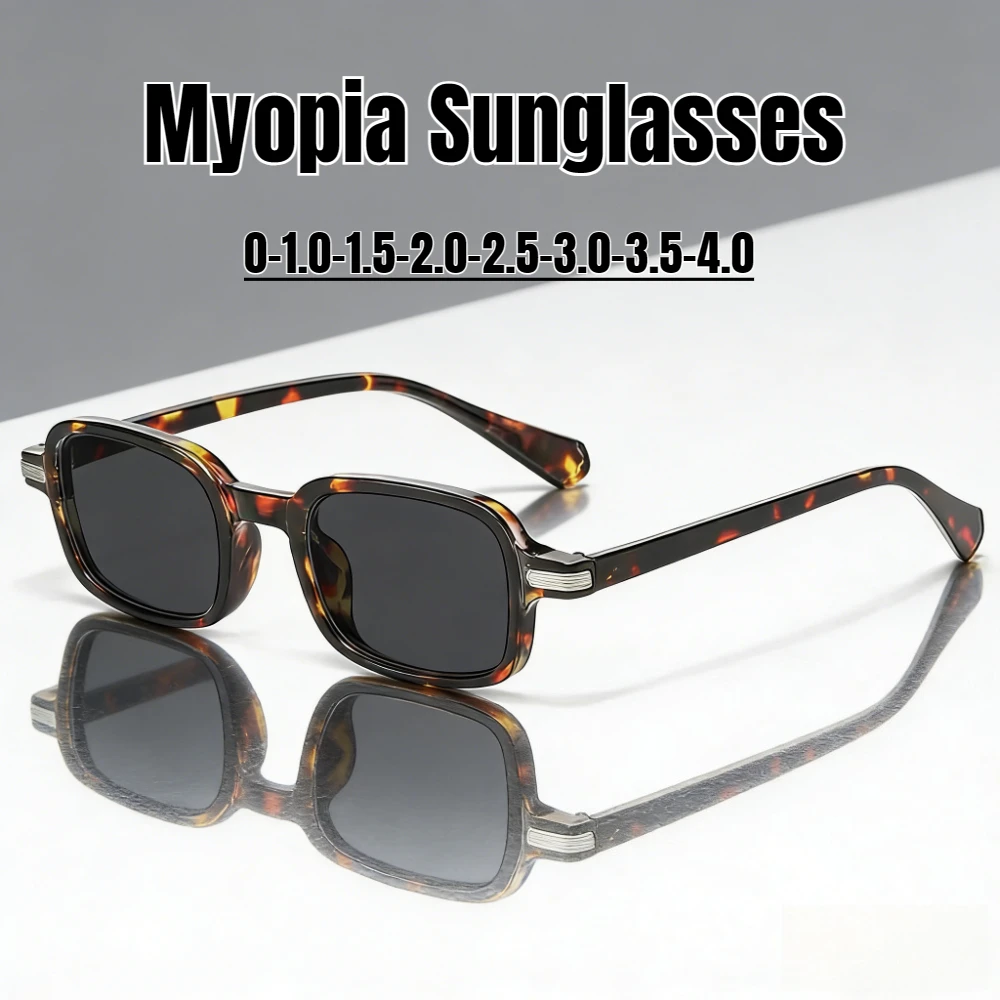 

New Retro Square Frame Myopia Sunglasses Outdoor UV Protection Unisex Eyewear Men's Fashion Casual Prescription Sunglasses