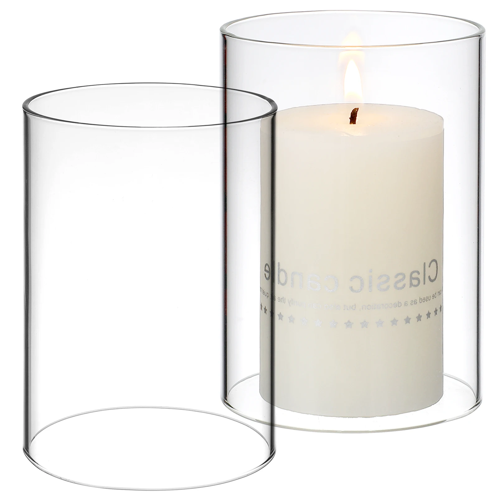 

2Pcs Glass Covers Clear Cylinder Shades for Home Decor Desktop Dining Room Light Fixture Transparent Holder Supply