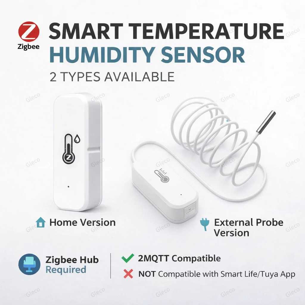 Capteur intelligent de température et d'humidité Zigbee 3.0, option avec sonde étanche de 1M, pour incubateur d'aquarium Zigbee2MQTT Home Assistant