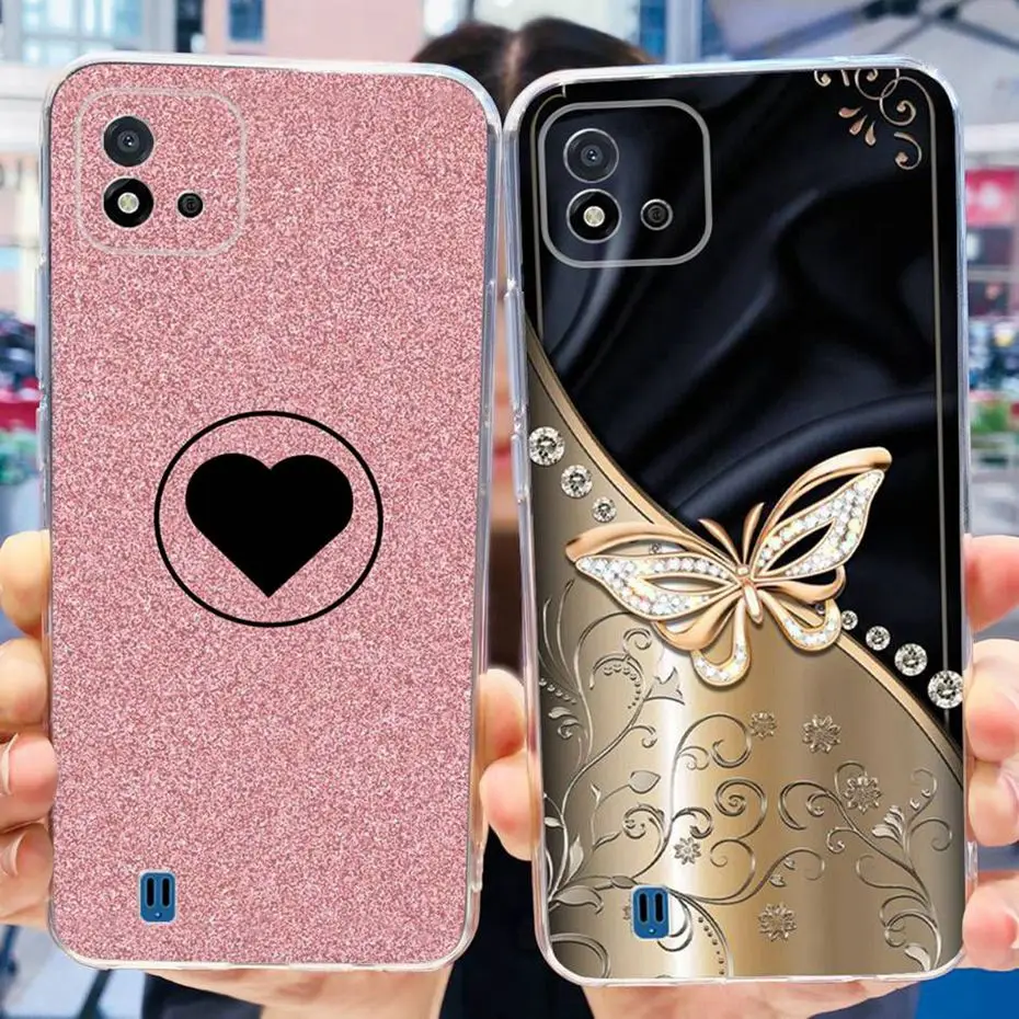 For Realme C11 (2021) RMX3231 / C11 2020 RMX2185 Cute Flower Cat Painted Case For RealmeC11 C 11 Soft Silicone TPU Phone Cases