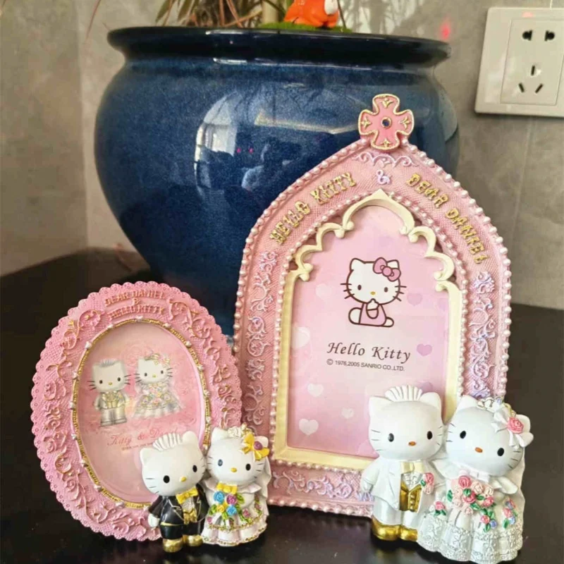 Original Lover Retro Cross Wedding Photo Frame Hello Kitty Wedding Lover Kitty Cross Resin Photo Frame Crafts Wedding Gifts