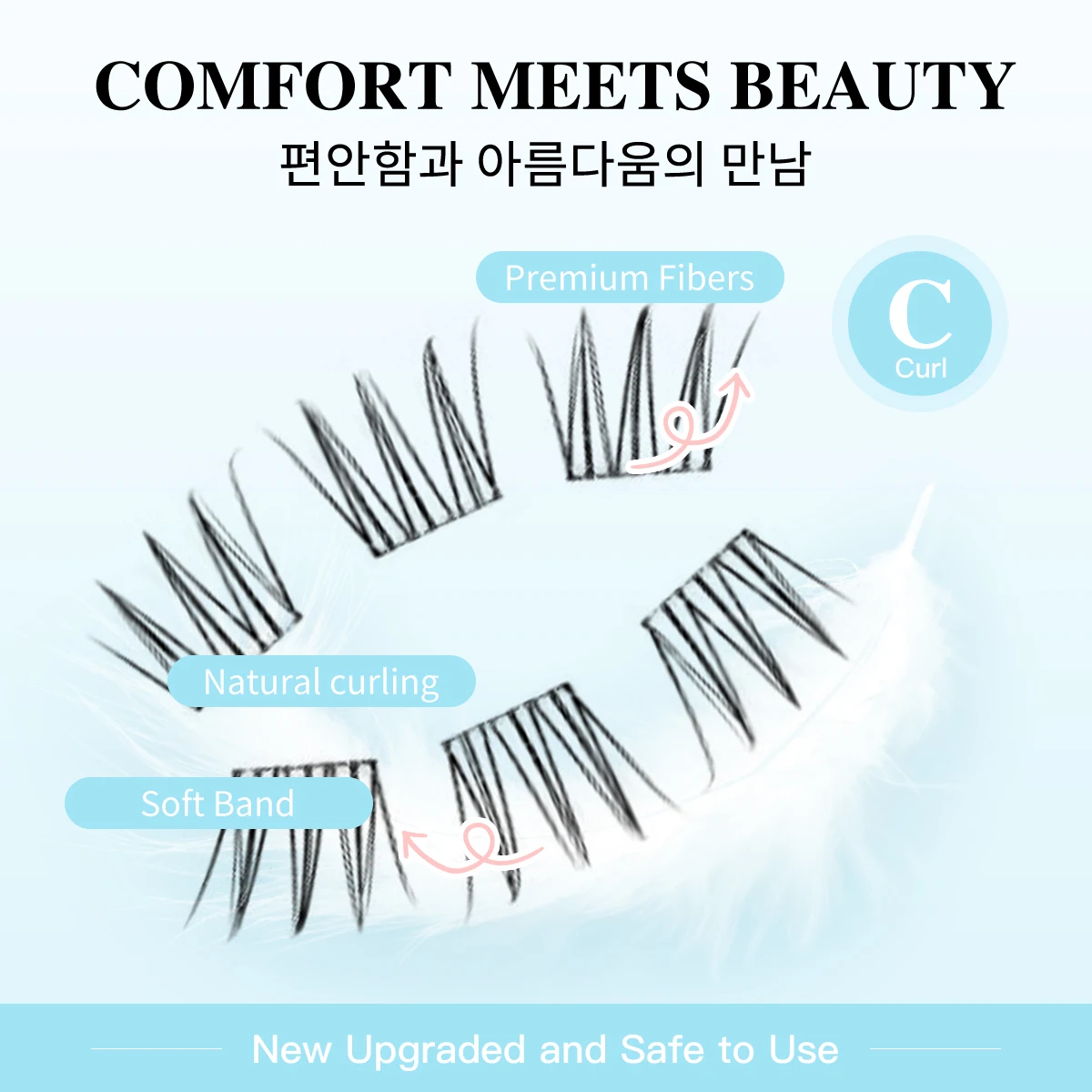 رموش عنقودية فردية ذاتية اللصق لا حاجة إلى غراء رموش صناعية قابلة لإعادة الاستخدام لمكياج الفتيات ذو الحجم الطبيعي