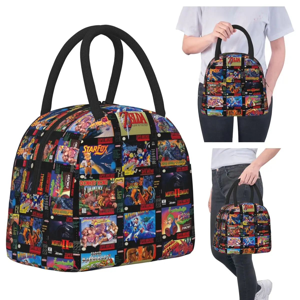 

Retro Gaming Boxes Insulated Lunch Bag for Women Office Cooler Thermal Food Box Tote Portable Lunch Boxes Container