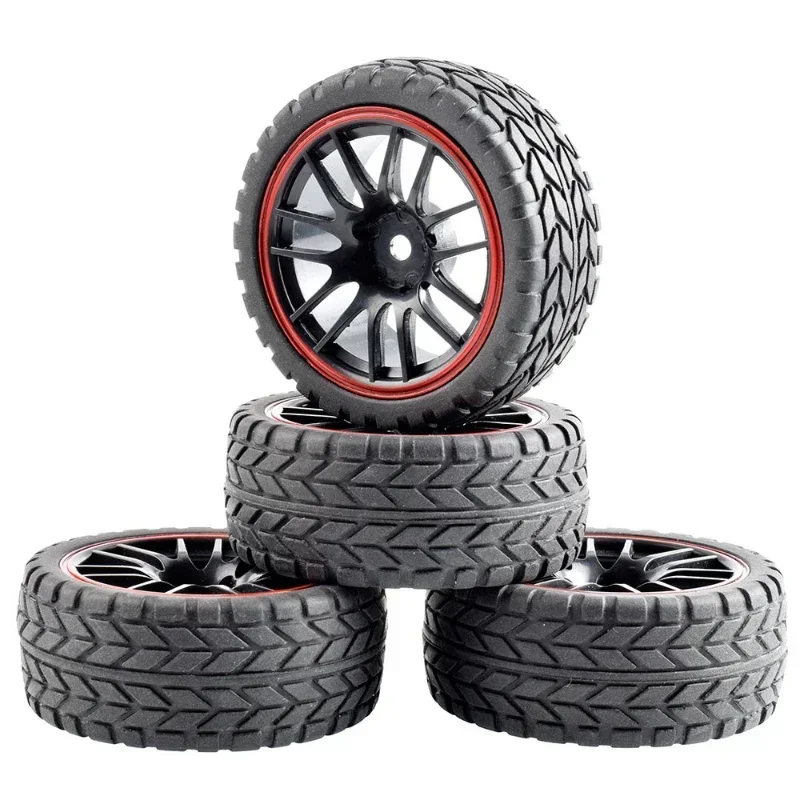 4pc 1/10 On-Road Car Tires 26*64MM Plastic Wheel Rim Rubber Tyre for HSP Tamiya HPI Kyosho Sakura 94122 94123 D3 D4 CS tt02 9068