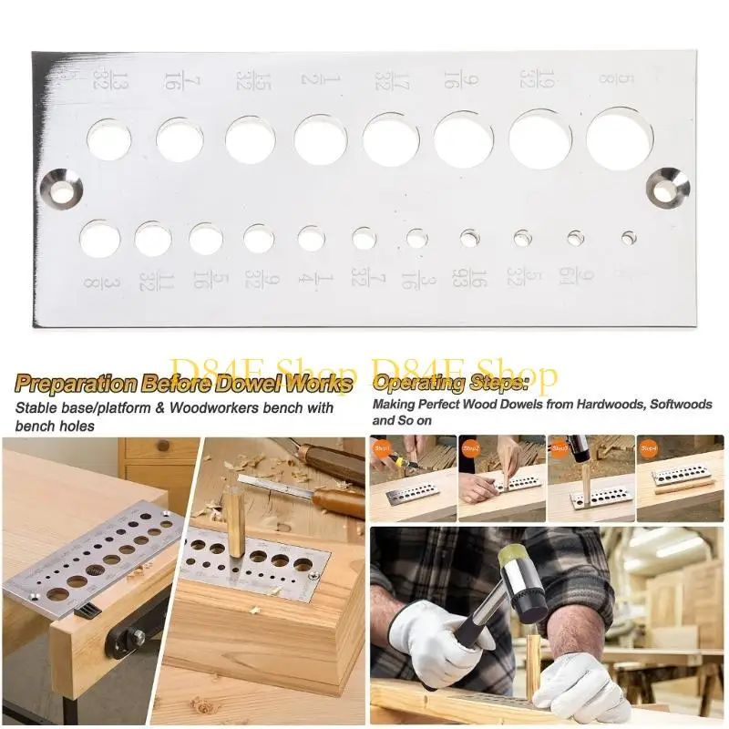 D84F الصلب صفيحة الصلب ، صانع قضبان خشب Dowel Imperial 19 حفرة في 1/32 "الزيادات 1/8" #2