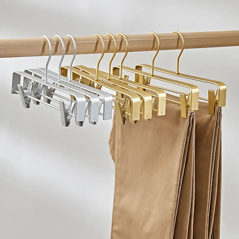 

Gold Hooks Furniture Trousers Frame Clip Thicken Aluminum Alloy Material Clothing Hangers Bedroom Storage Dressing Garment Rack