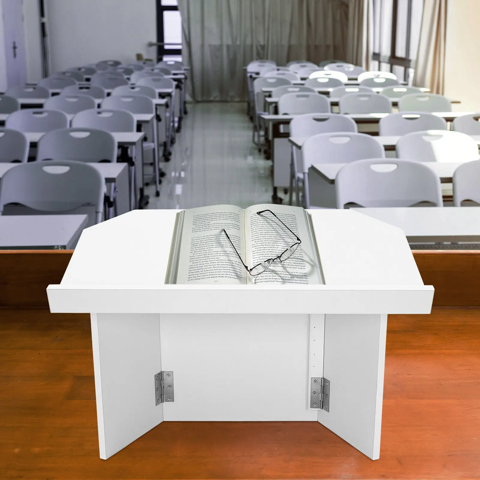 

Foldable Tabletop Podium Portable Desktop Lectern Speaker Desk Lectern White