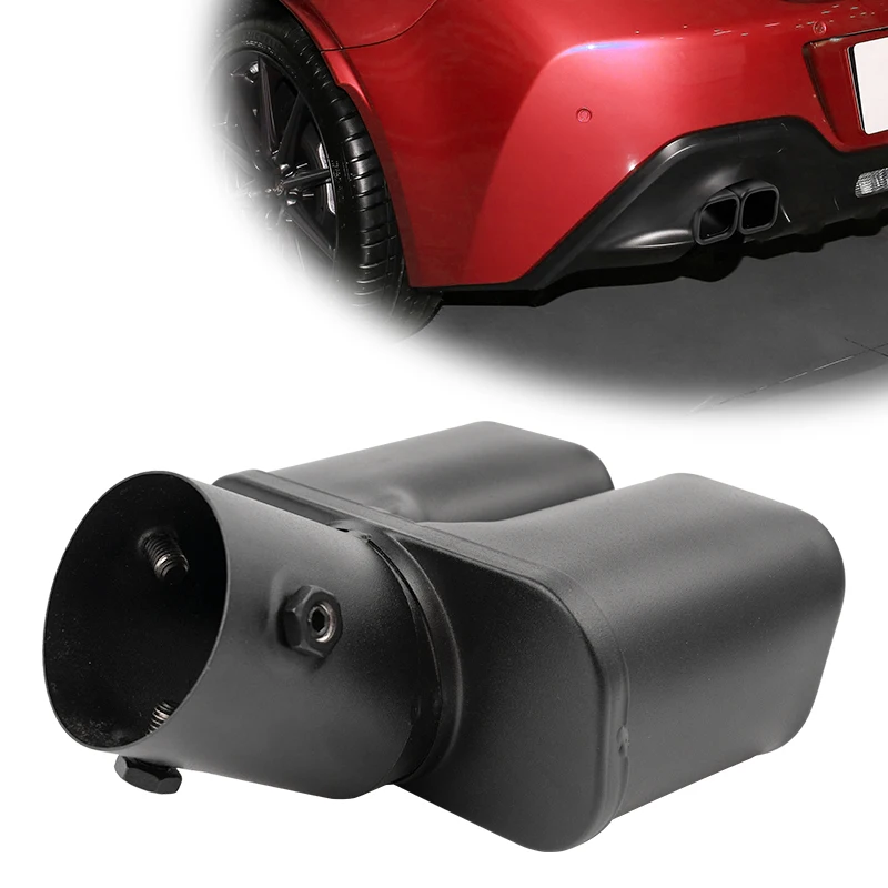 Tubo de escape cuadrado de 2,5 pulgadas, silenciador de escape automático, garganta de tubo de escape de acero inoxidable, piezas de automóvil