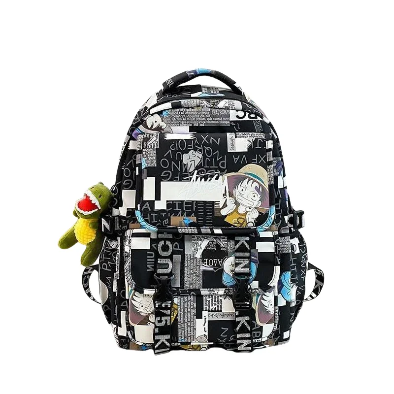 

BANDAI One Piece Monkey D. Luffy Anime Graffiti Backpack Large Capacity Waterproof For Teen Boys Girls Junior High School Travel