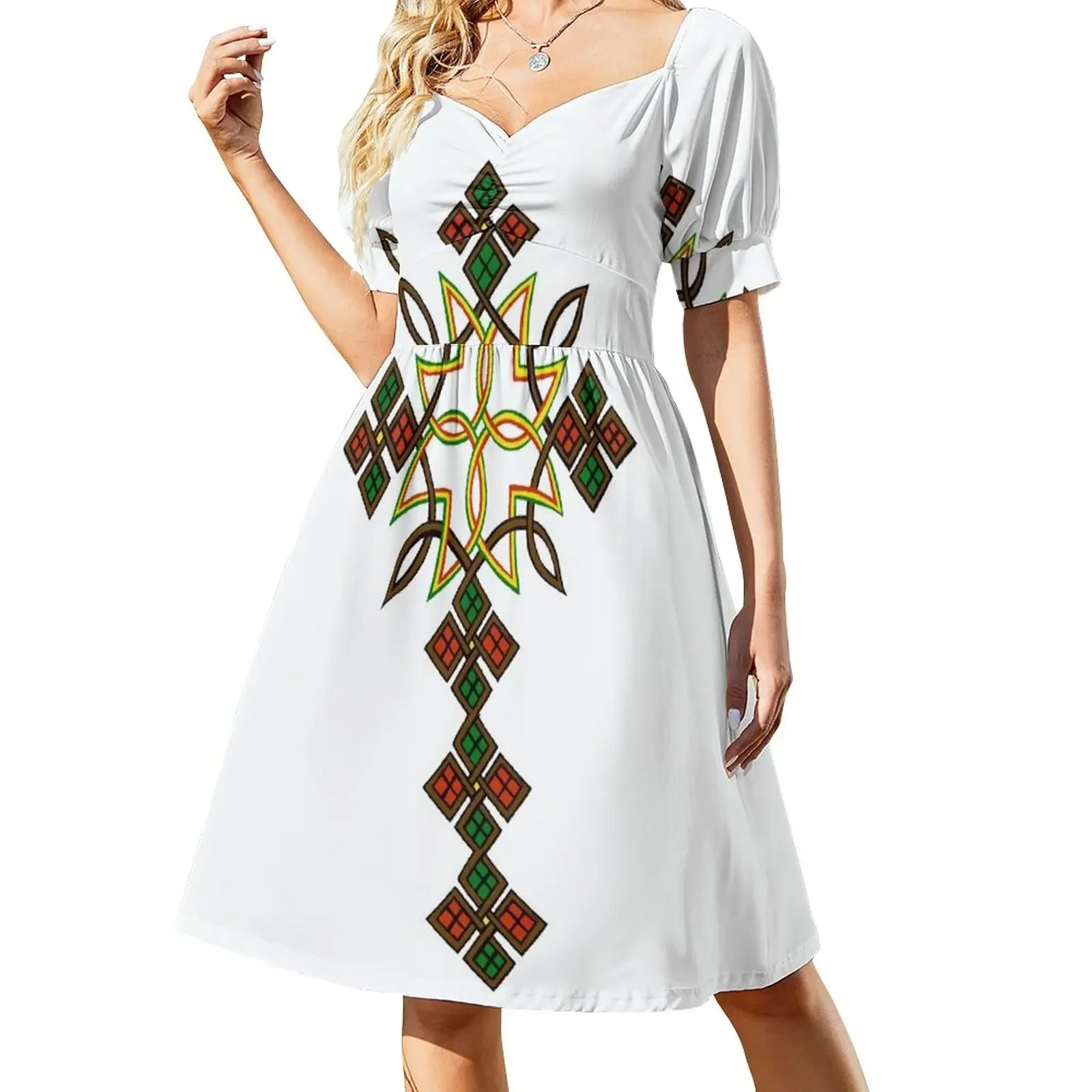 

Ethiopian cross Short-Sleeved Dress birthday dress for women ladies dresses for women 2025 dress for women
