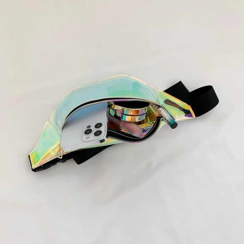 Marsupio Personalità Abbagliante Laser Fanny Pack Borsa pettorale olografica moda impermeabile Portamonete con chiusura tascabile a tracolla