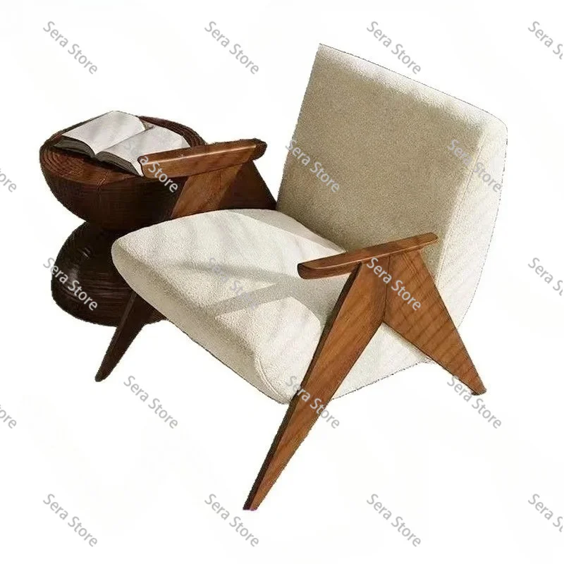 Single Sofa Chair Retro Spanish Style Leisure Chair Solid Wood Frame Balcony Lounge Chair Vintage Living Room  Designer