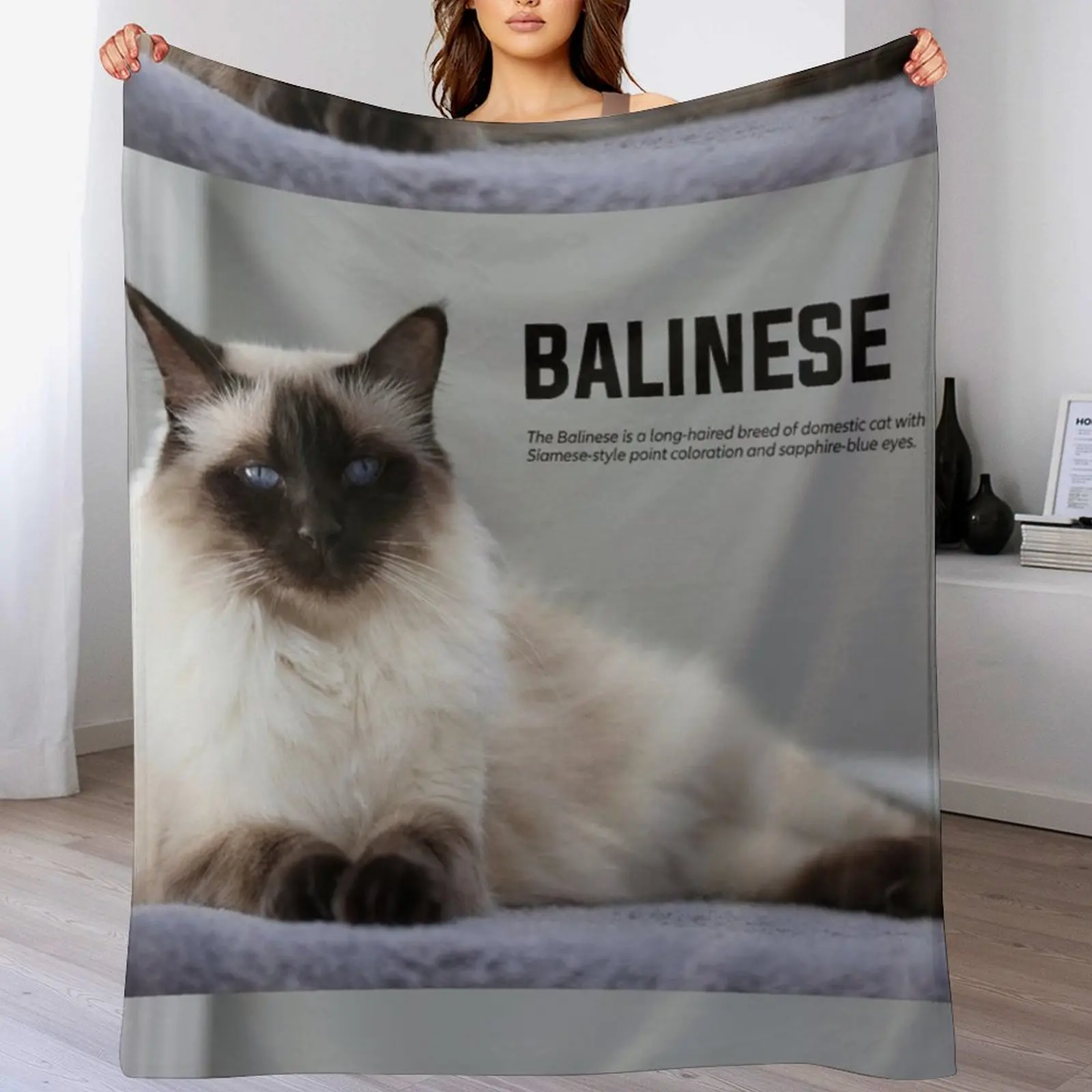 Balinese Cat Breed Throw Blanket Picnic Plaid heavy to sleep Blankets