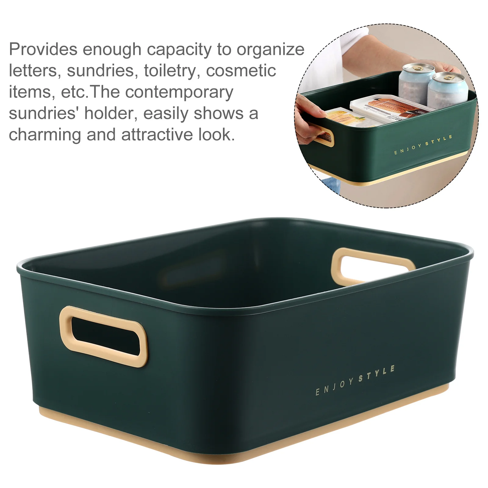 1 pçs recipiente de armazenamento do banheiro elegante cesta organizador para artigos diversos desktop arrumação economia espaço essencial