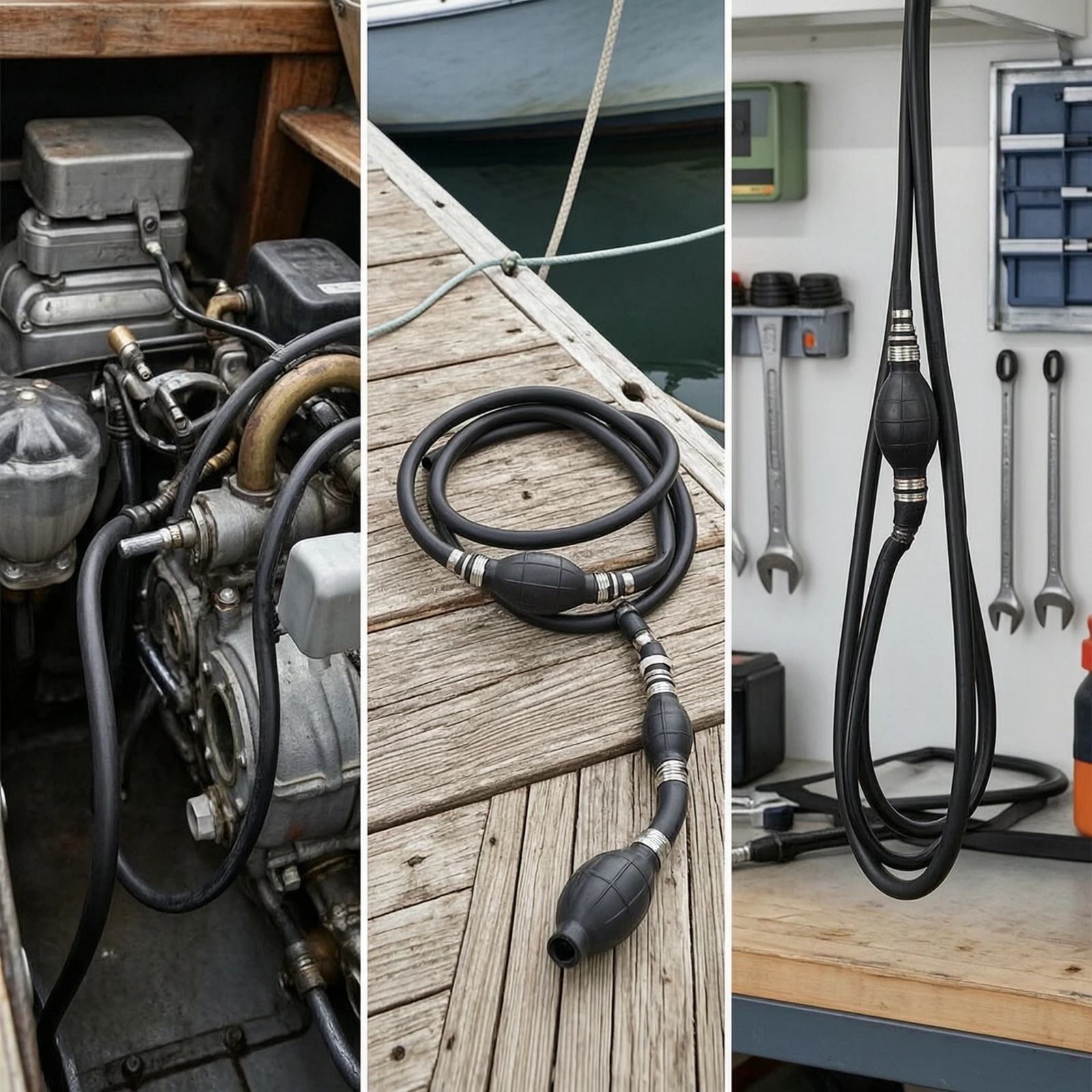 Primer Bulb with Hose 8mm Rubber Fuel Line with Bulb Manual Fuel Pump Cordless for Boat Owners, Engine Maintenance