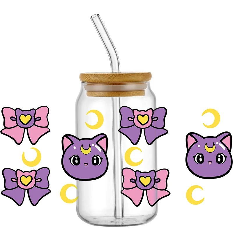 16OZ Cartoon character Sailor Moon pattern UV DTF Cup Wrap Transfer Waterproof Stickers To Apply Cup Wrap