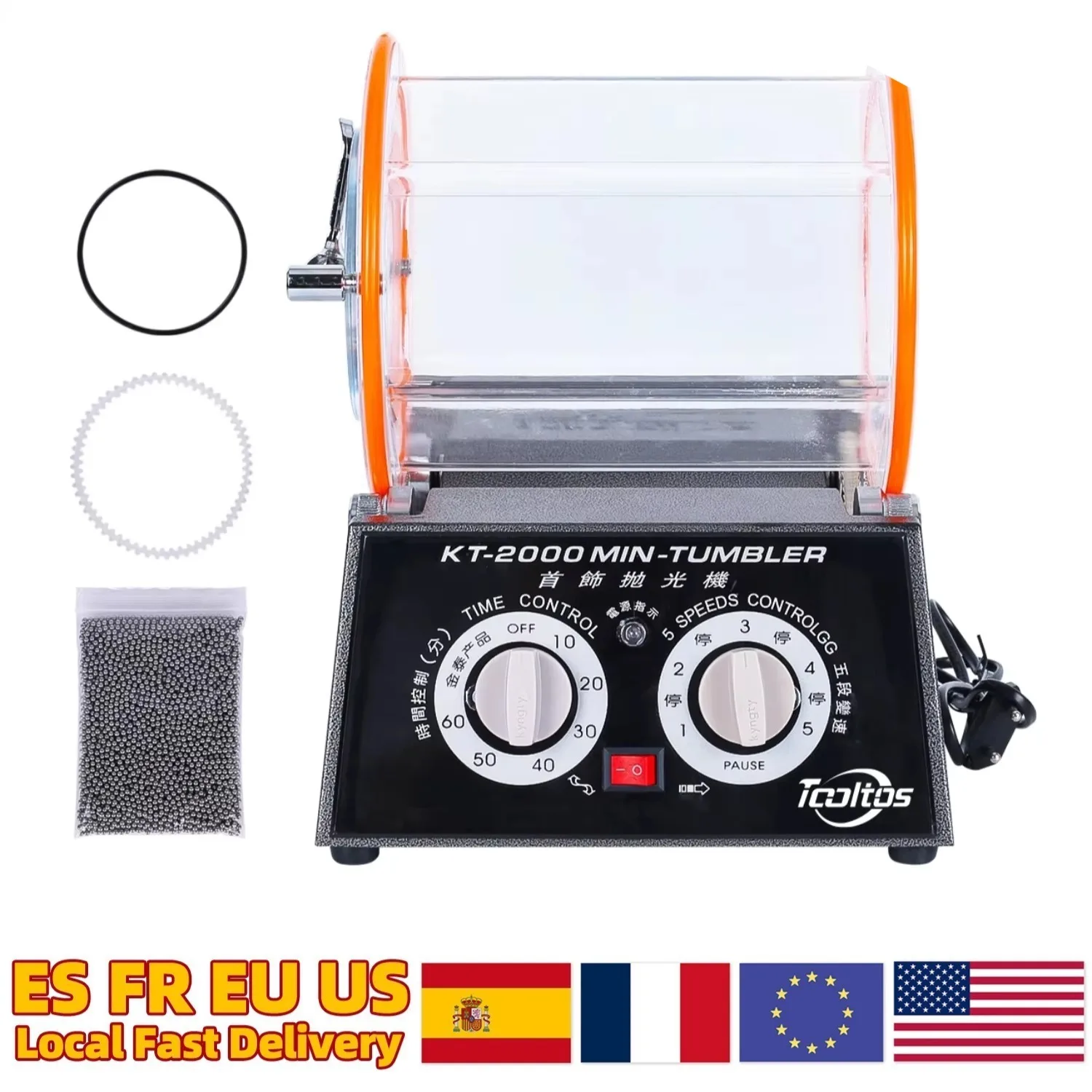 

5kg Drum Jewelry Rotary Tumbler Polishing Machine KT-2000 110V Gold Silver Metal Jewelry Barrel Finisher Polisher Tools Kit