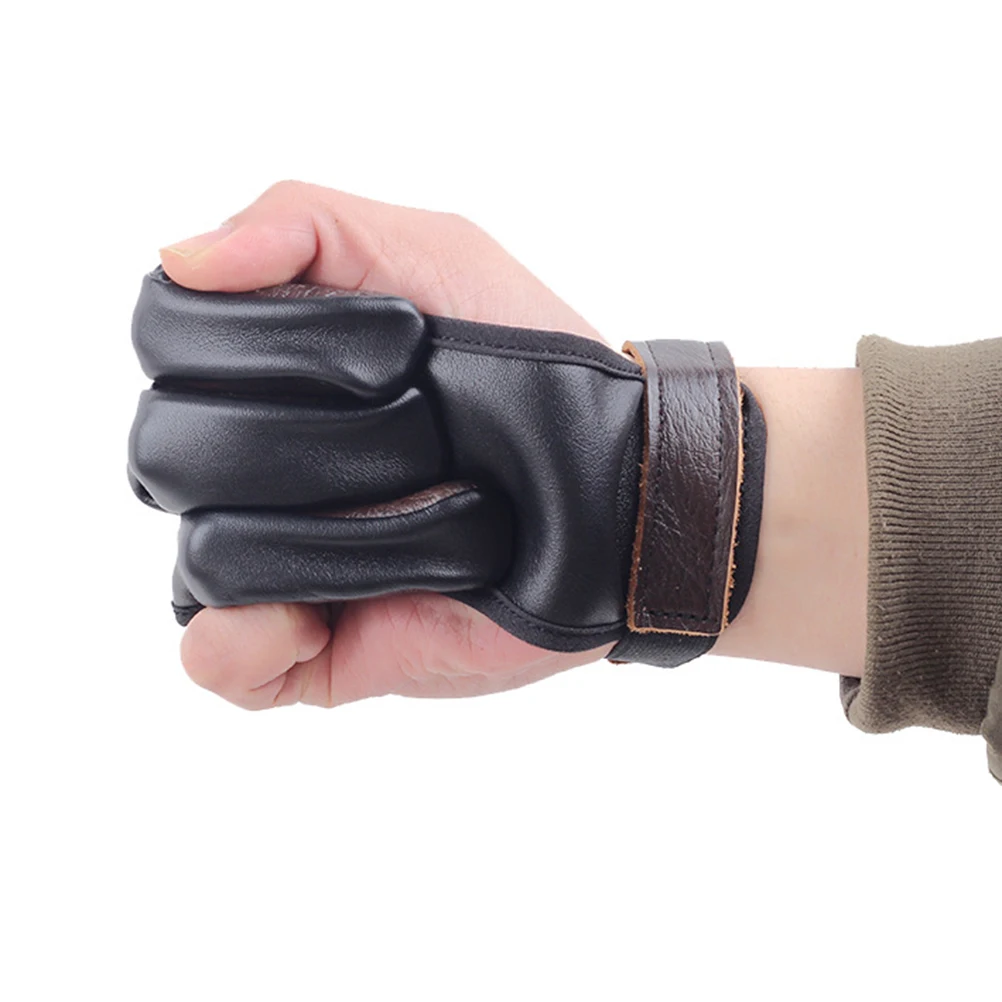 

Archery Finger Gloves Protective Sports Cover Three Bow Arrow Accessory Cowhide PU Anti Slip Easy Wear Hunting