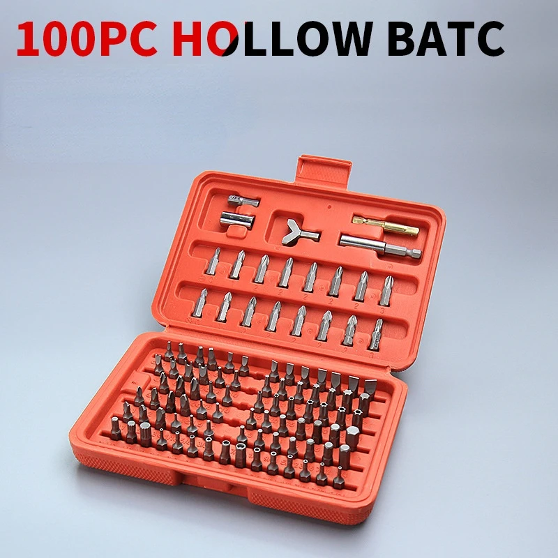 

100pcs Set Screwdriver Precision 1/4 Inch Slotted Phillips Hex Screw Nuts Bits Multifunction Hand Tool Kit Household Repair Tool