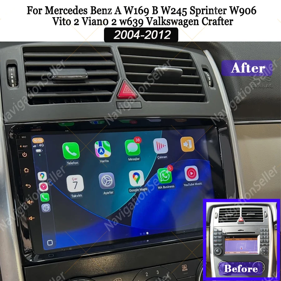 

Carplay Video Player Autoradio For Mercedes Benz B200 B150 B170 A180 A160 W169 W245 Car Radio Android 15 Auto Play Audio GPS BT