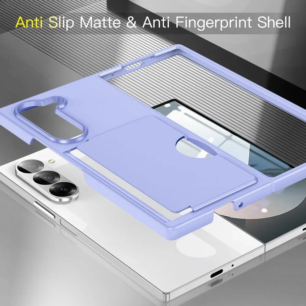 Wallet Card Holder Phone Case for Samsung Galaxy Z Fold 6 Fold6 ZFold6 5G Shockproof Hard PC Shell Protective Cover
