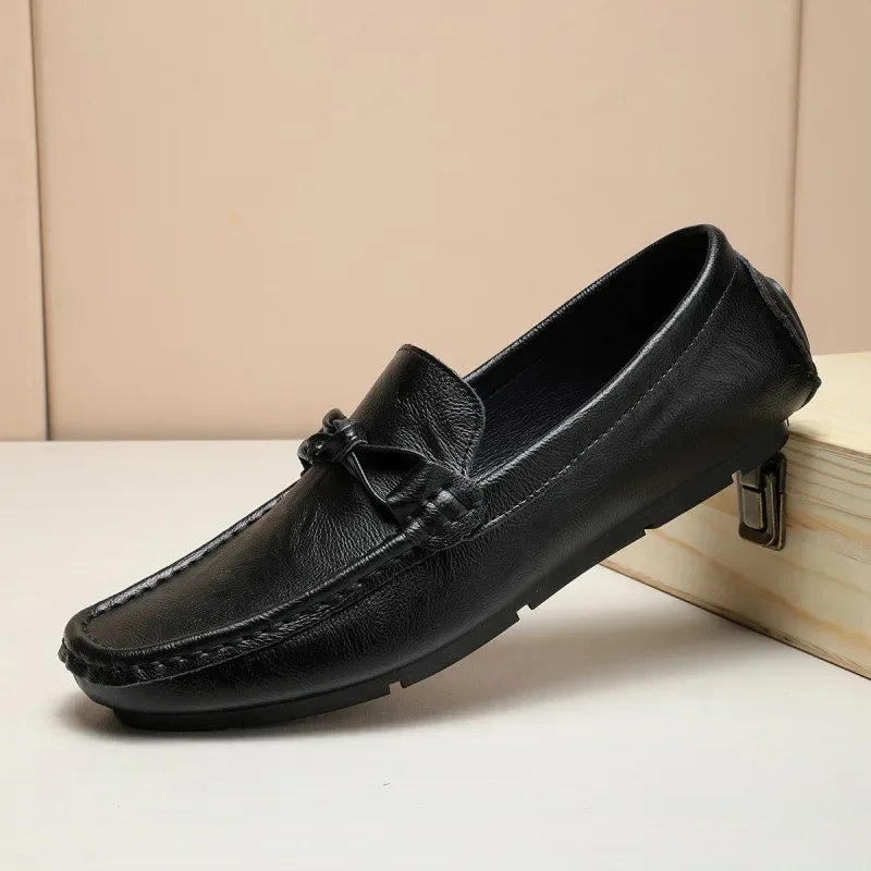 Elegant Tail Single Leather Moccasins Men's Breathable One Pedal Loafers Loafers