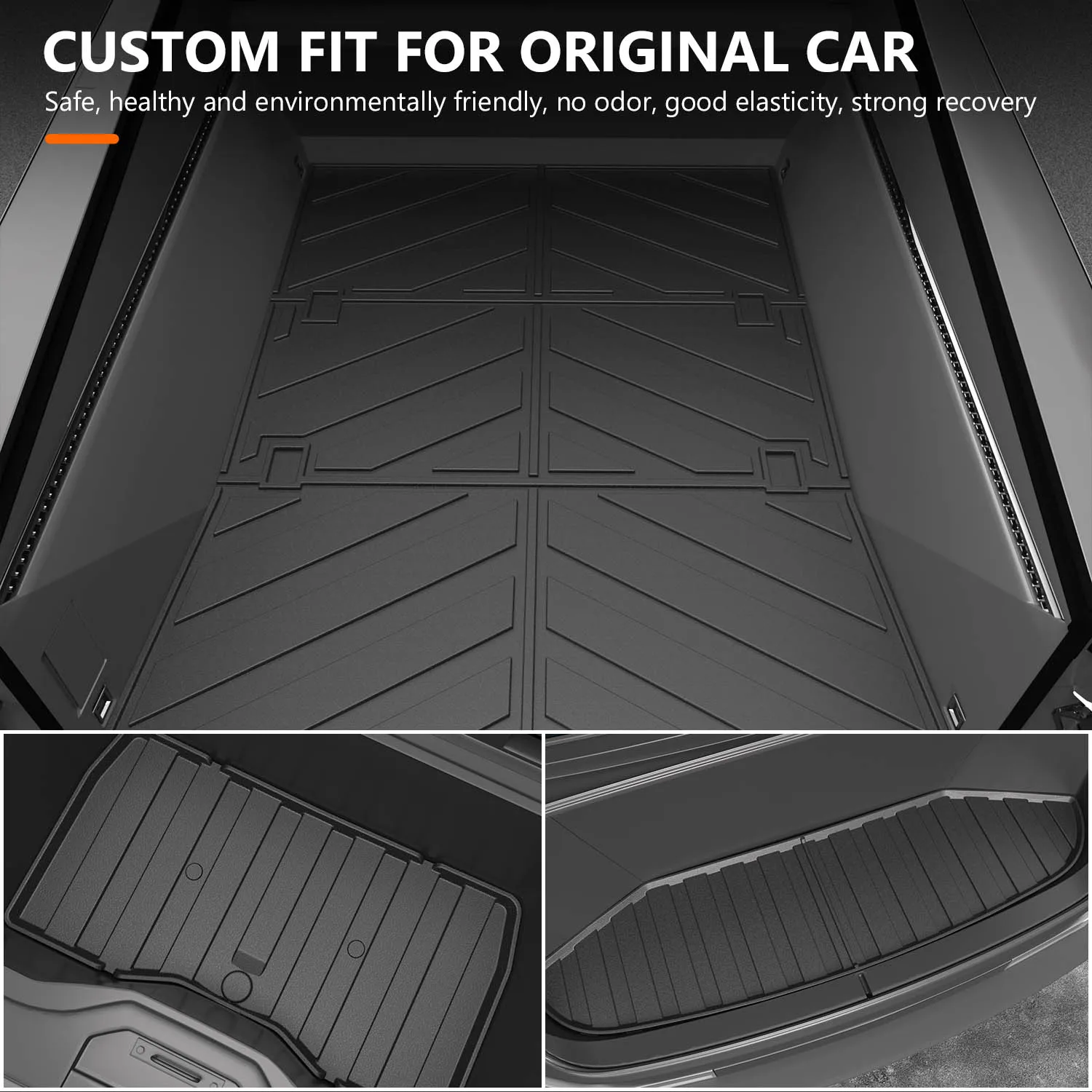 Truck Bed Mat Rear Storage Mat Front Trunk Liner Floor Mat Compatible With 2023-2024  Cybertruck TPE Floor Liner