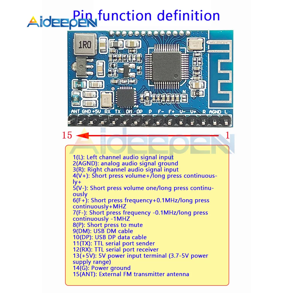 FM Stereo Audio Transmitter Circuit Board Module Bluetooth Forwarding Distance 500m 76-108MHz FM Station Digital Display Module image 5