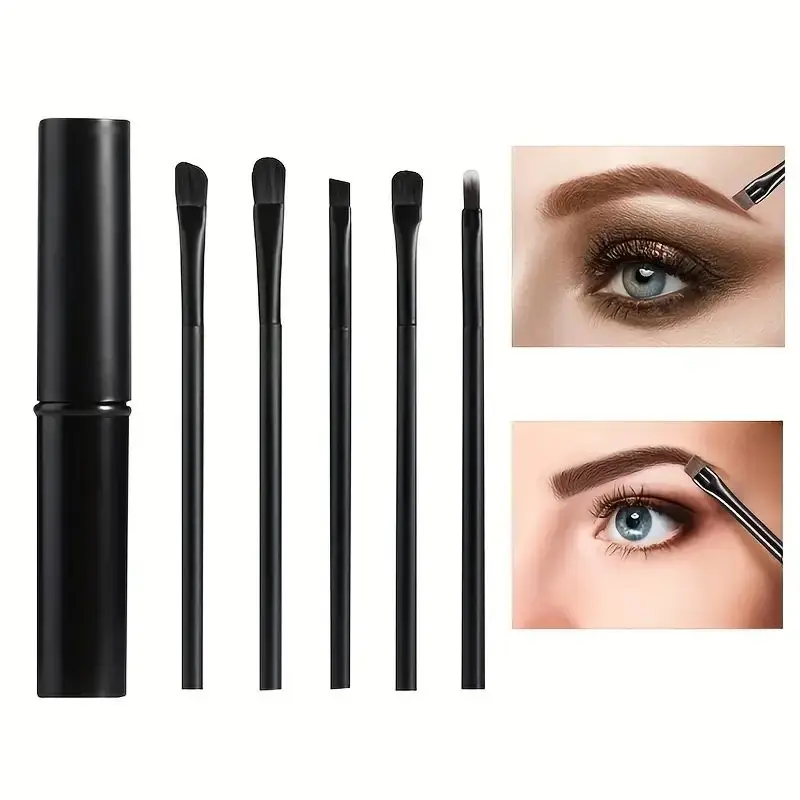 Pędzle kosmetyczne, pędzel do cieni do powiek 5 szt., podróżny przenośny zestaw mini pędzli do makijażu oczu rozmazywanie cieni do powiek Eyeliner pędzel do brwi wargi