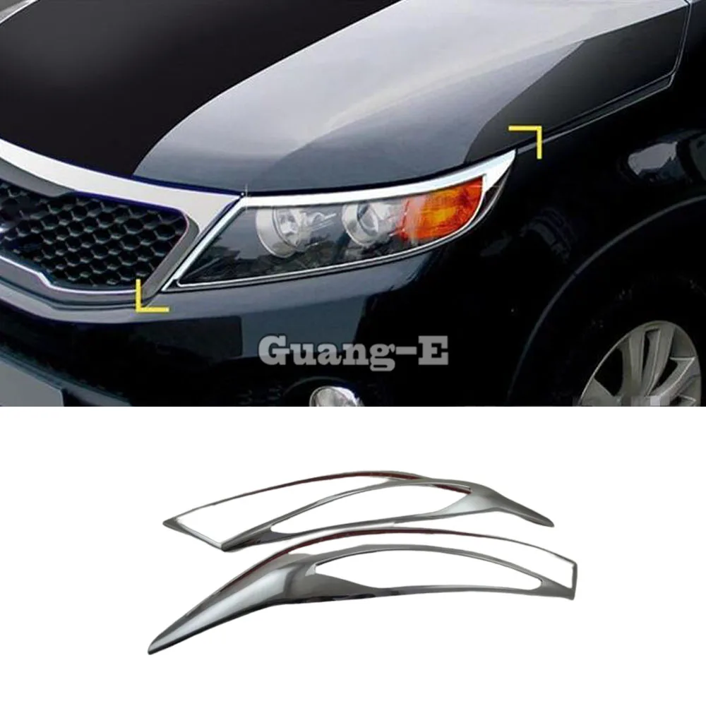 

For Kia Sorento L 2015 2016 2017 2018 2019 Car Styling Body Front Head Light Lamp Hood Molding Frame Stick ABS Chrome Cover Trim
