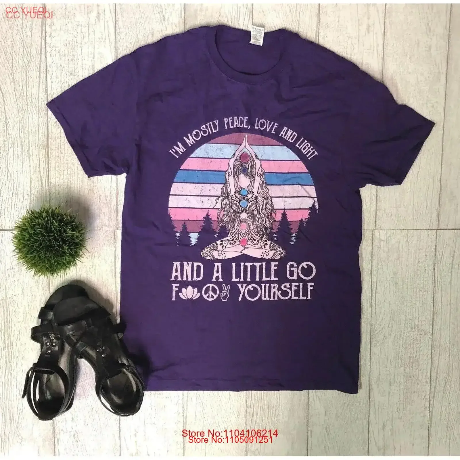 Peace Love Light Purple T Shirt Women's Mom Friend Humor s M vintage Washed Casual homme Versatile Slightly Soft Breathable