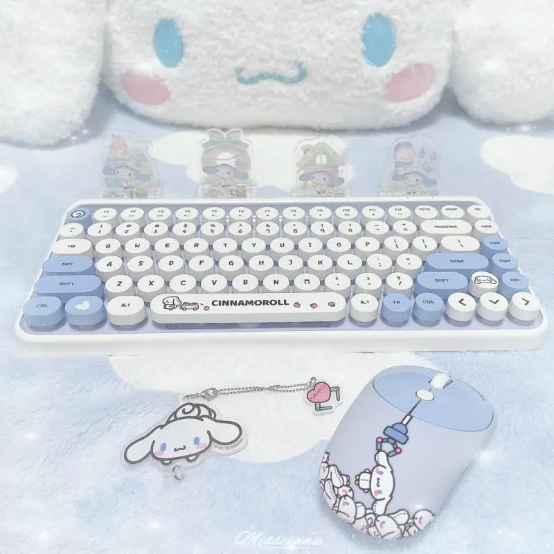 Sanrio Sanrio Series Genuine Kawaii Cinnamoroll Doll Wireless Keyboard+Mouse Anime Plush Cute Toy for Girls Birthday Gift