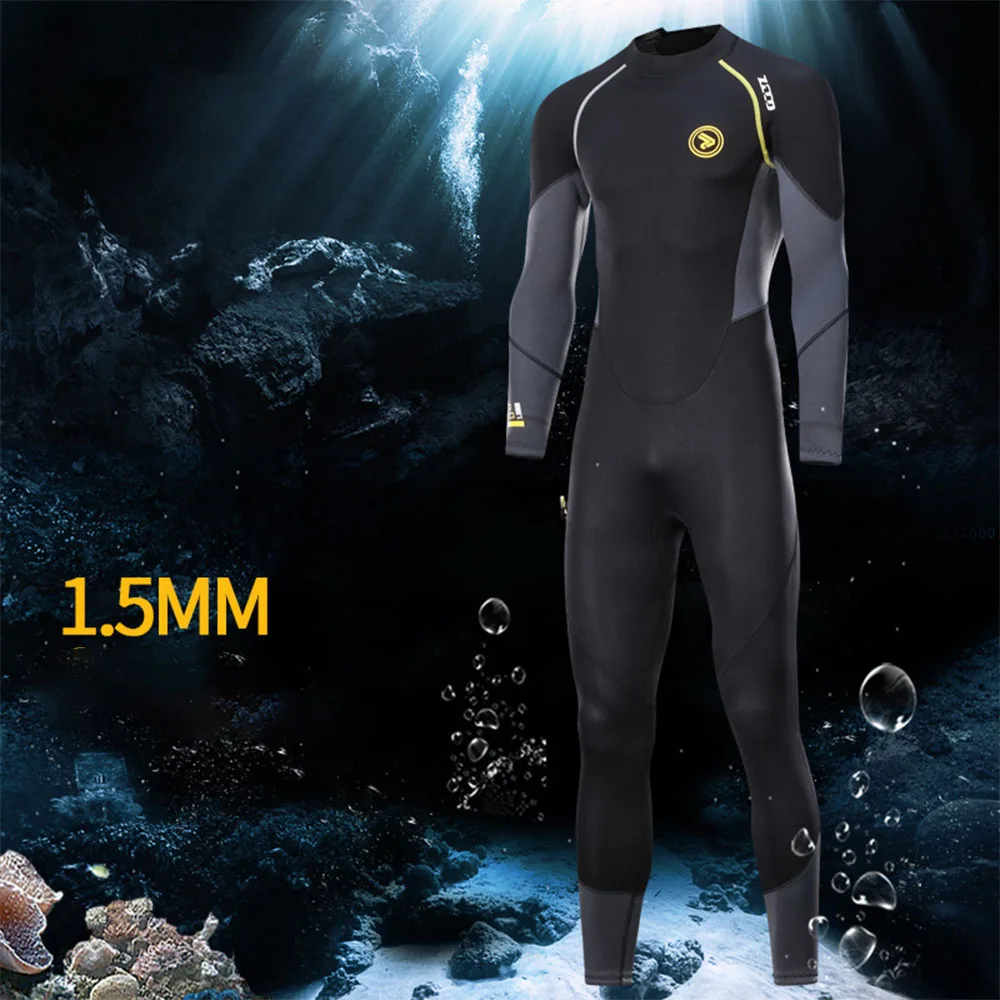 

1.5mm Neoprene Men's Diving Suit Full One-piece Wetsuit Back Zipper Cold-proof Long Sleeve Swimming Suit Kayak Surf Sports