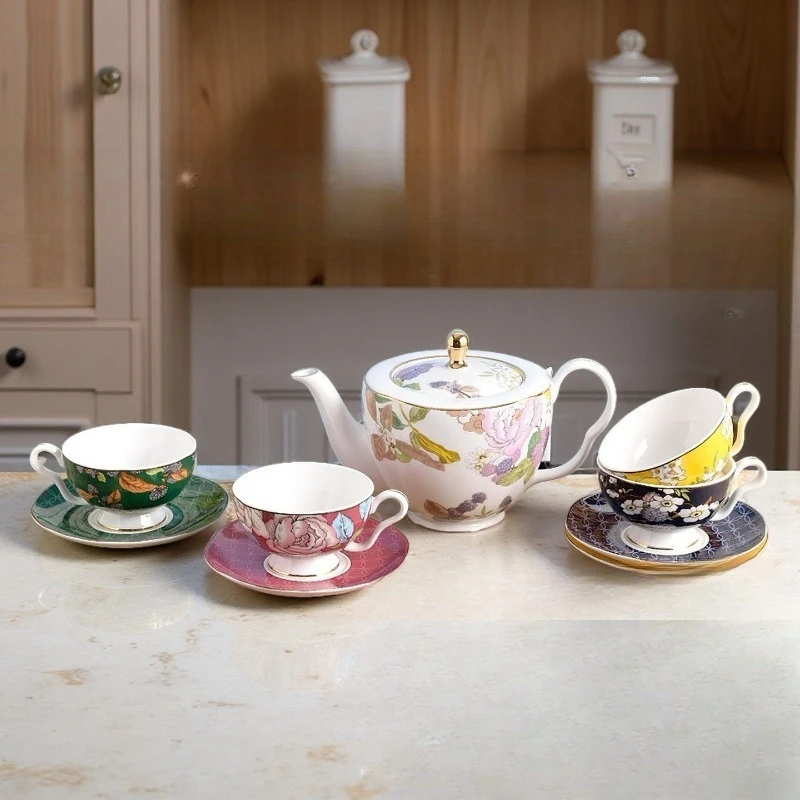 Bone china afternoon tea coffee cup saucer flat plate dinner plate teapot mug