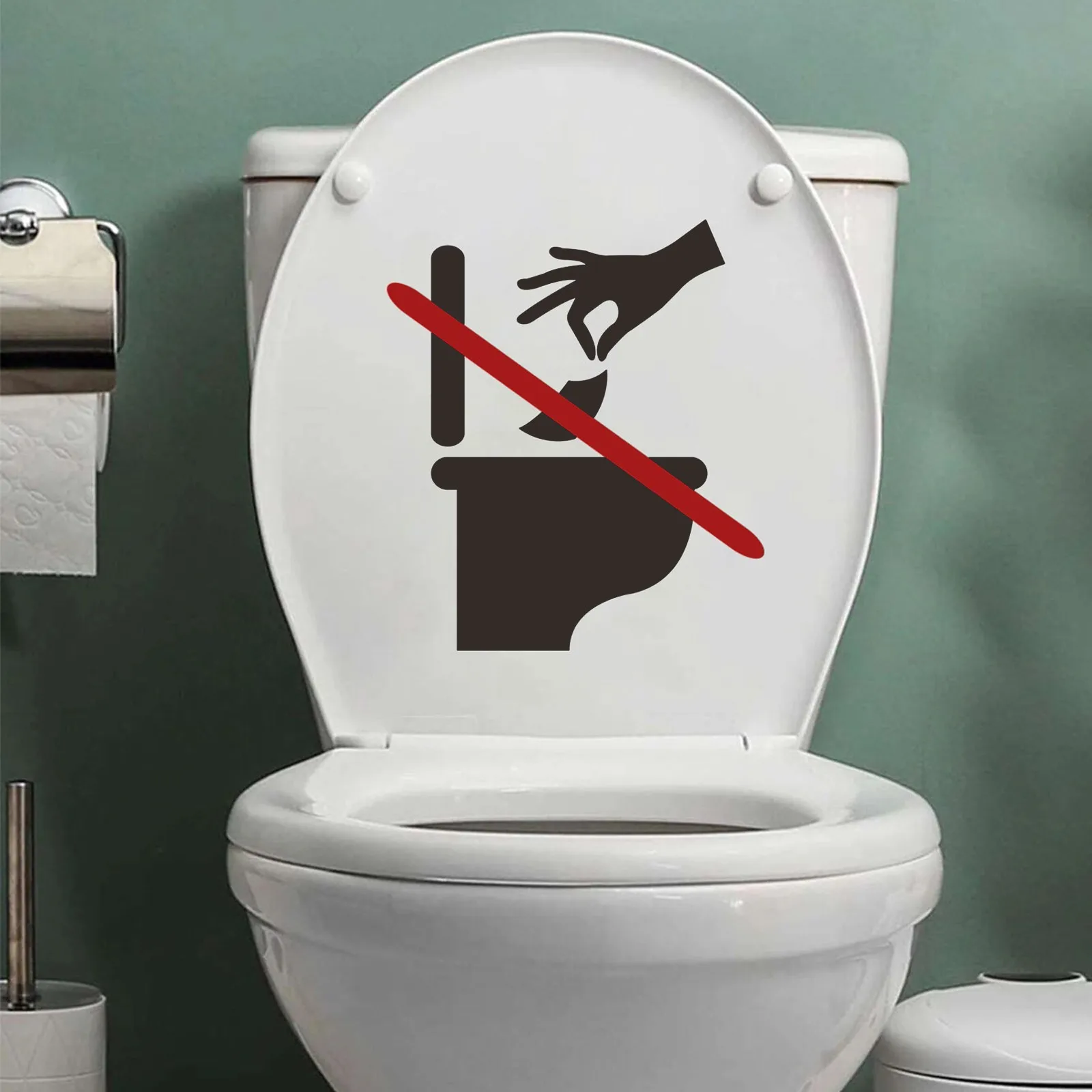 New Creative Bathroom Toilet Warning Sign Toilet Sticker Prohibiting Toilet Paper Prohibited from Throwing Garbage In The Toilet